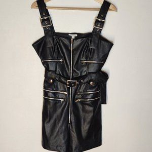 WeWoreWhat Romper | Faux Leather | Black | Medium